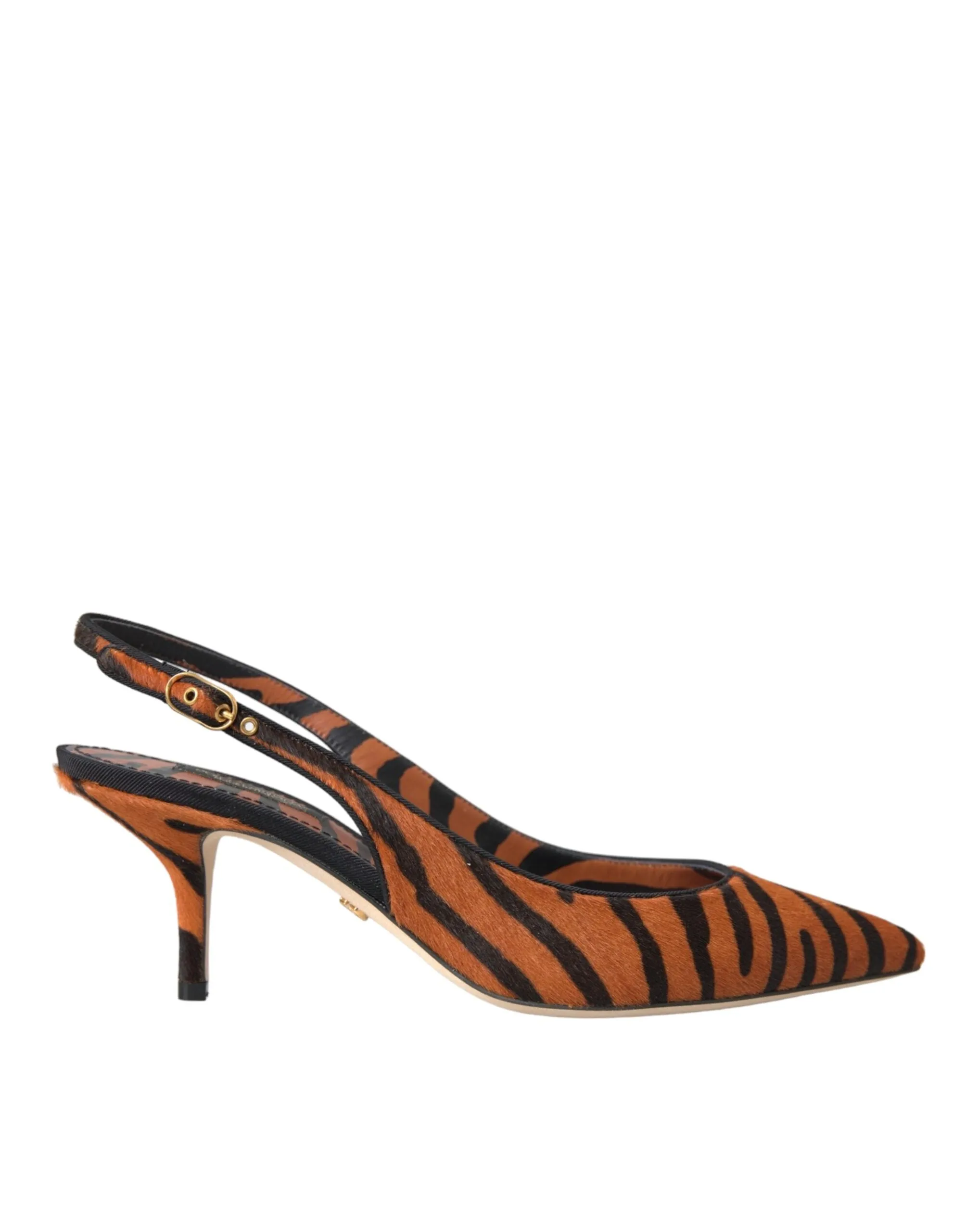 Black Orange Zebra Leather Slingbacks Shoes sold by Louxly