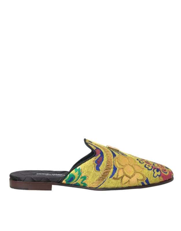 Multicolor Jacquard DG Logo Mule Flat Sandals Shoes sold by Louxly