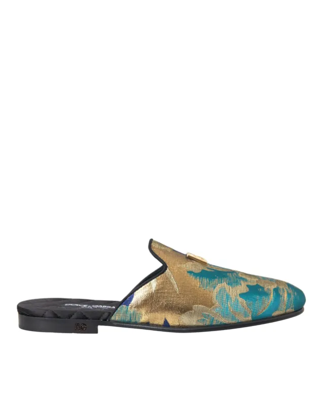 Multicolor Jacquard DG Logo Mule Flat Sandals Shoes sold by Louxly