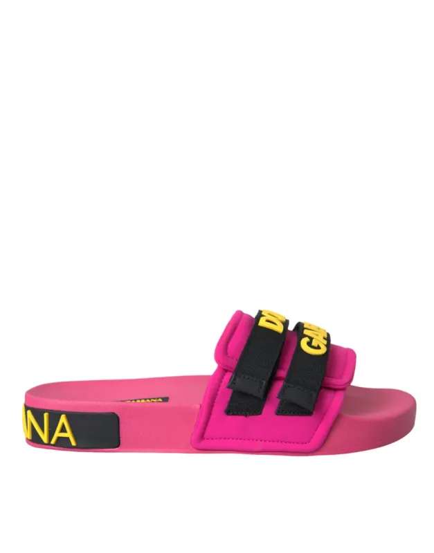 Pink Black Logo Beachwear Flats Sandals Shoes sold by Louxly