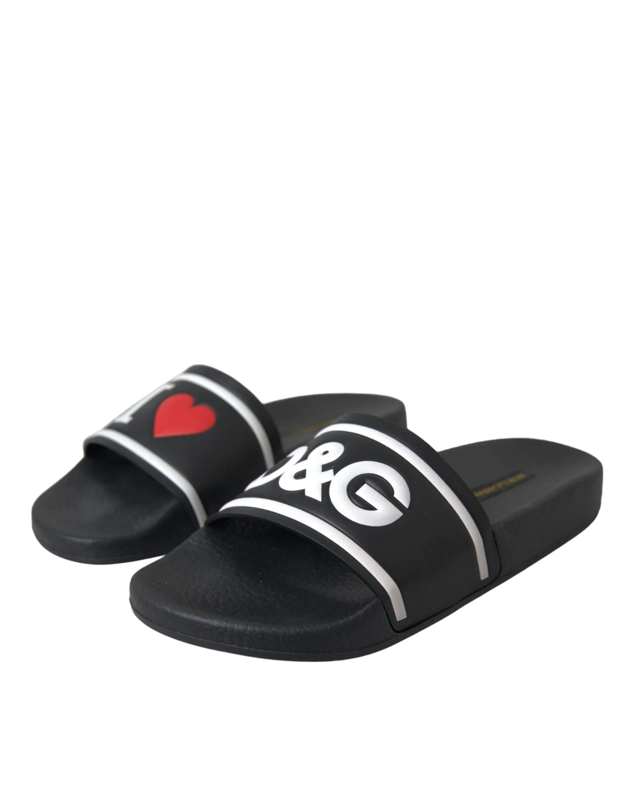 Black Leather I Love D&G Sandals Slides Shoes sold by Louxly product image thumbnail 3