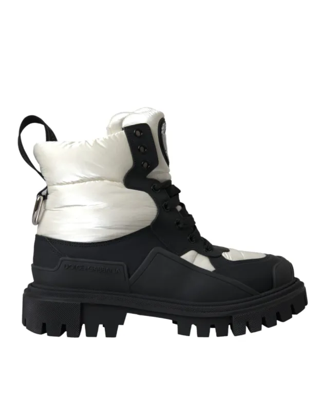 Black White Logo Padded Trekking Boots Shoes sold by Louxly