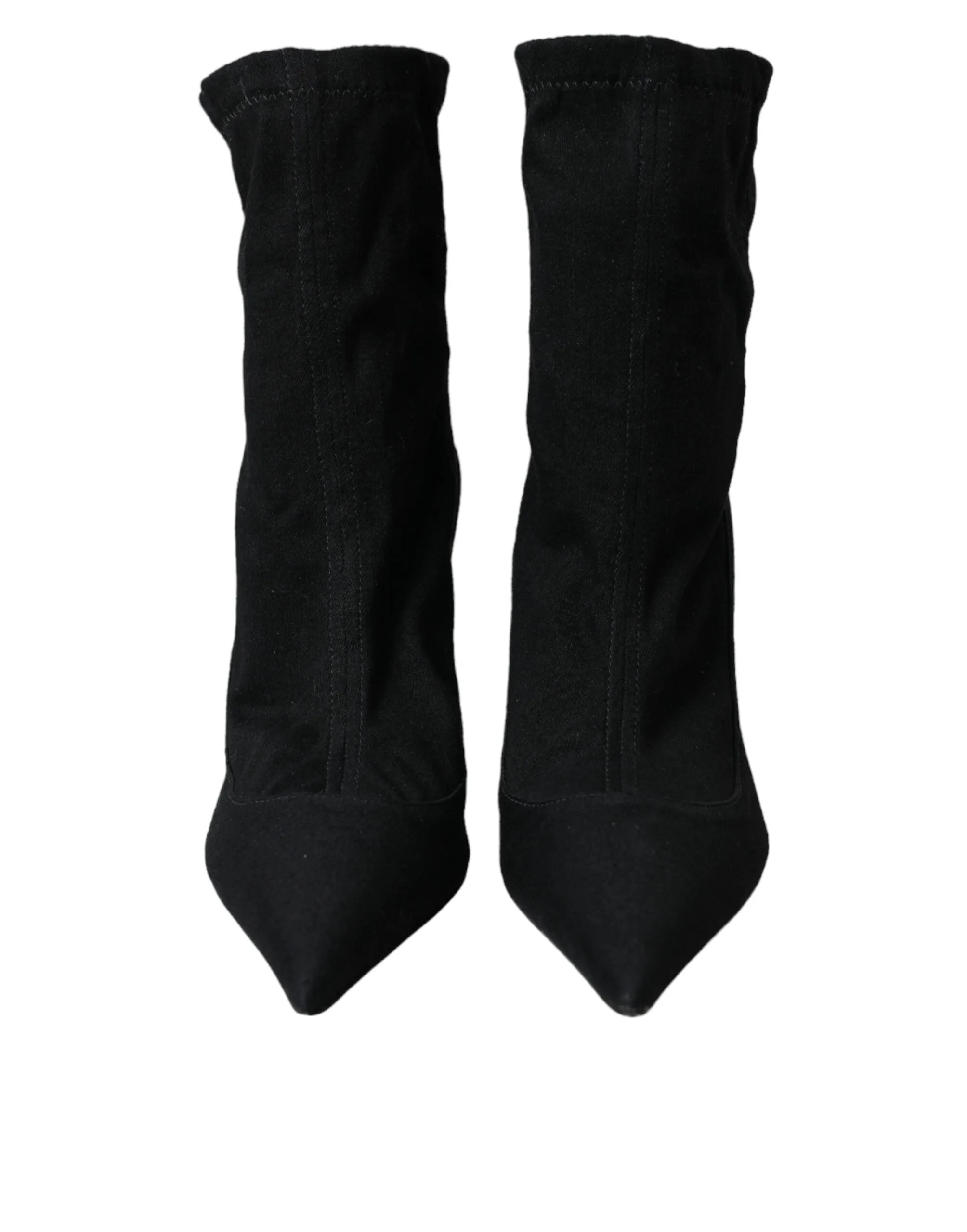 Black Stiletto Heels Denim Ankle Boots Shoes sold by Louxly product image thumbnail 2