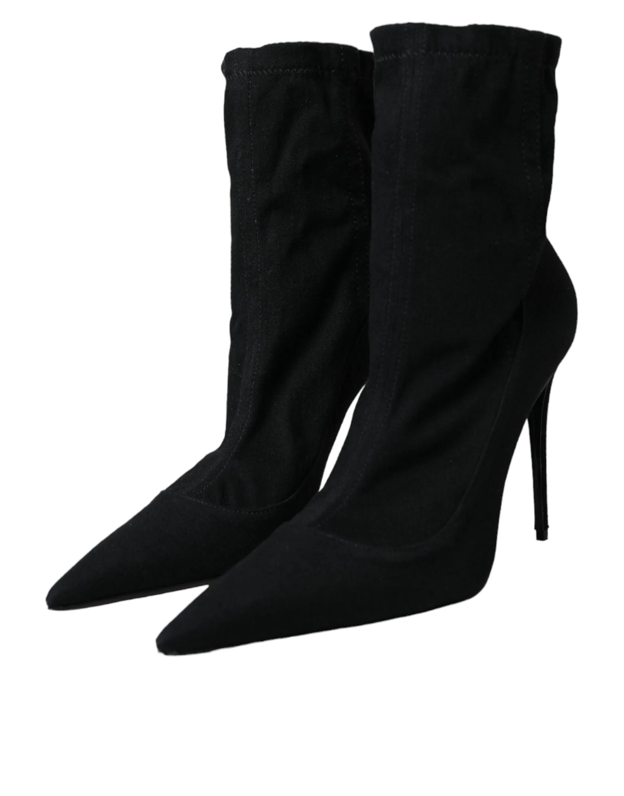 Black Stiletto Heels Denim Ankle Boots Shoes sold by Louxly product image thumbnail 3