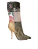 Multicolor Patchwork Print Heeled Boots Shoes sold by Louxly
