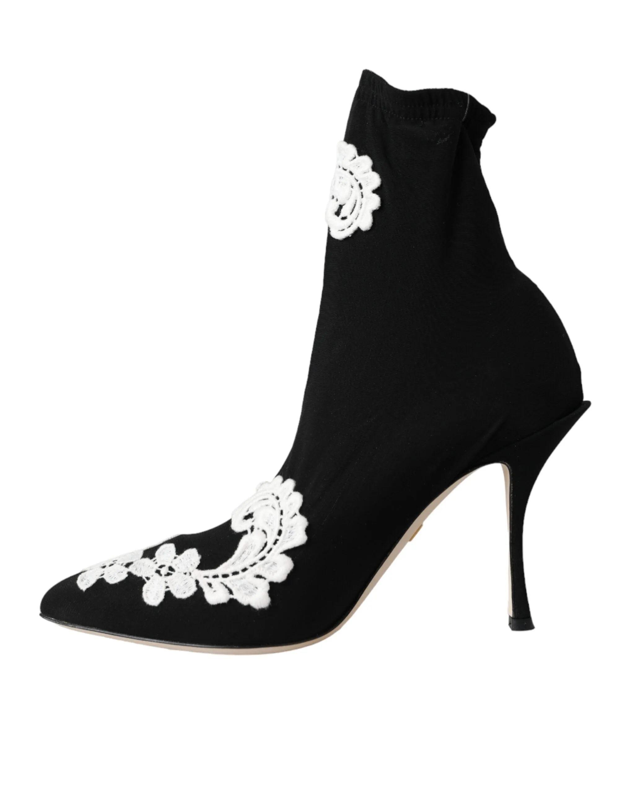 Black White Embroidery Slip On Boots Shoes sold by Louxly product image thumbnail 5