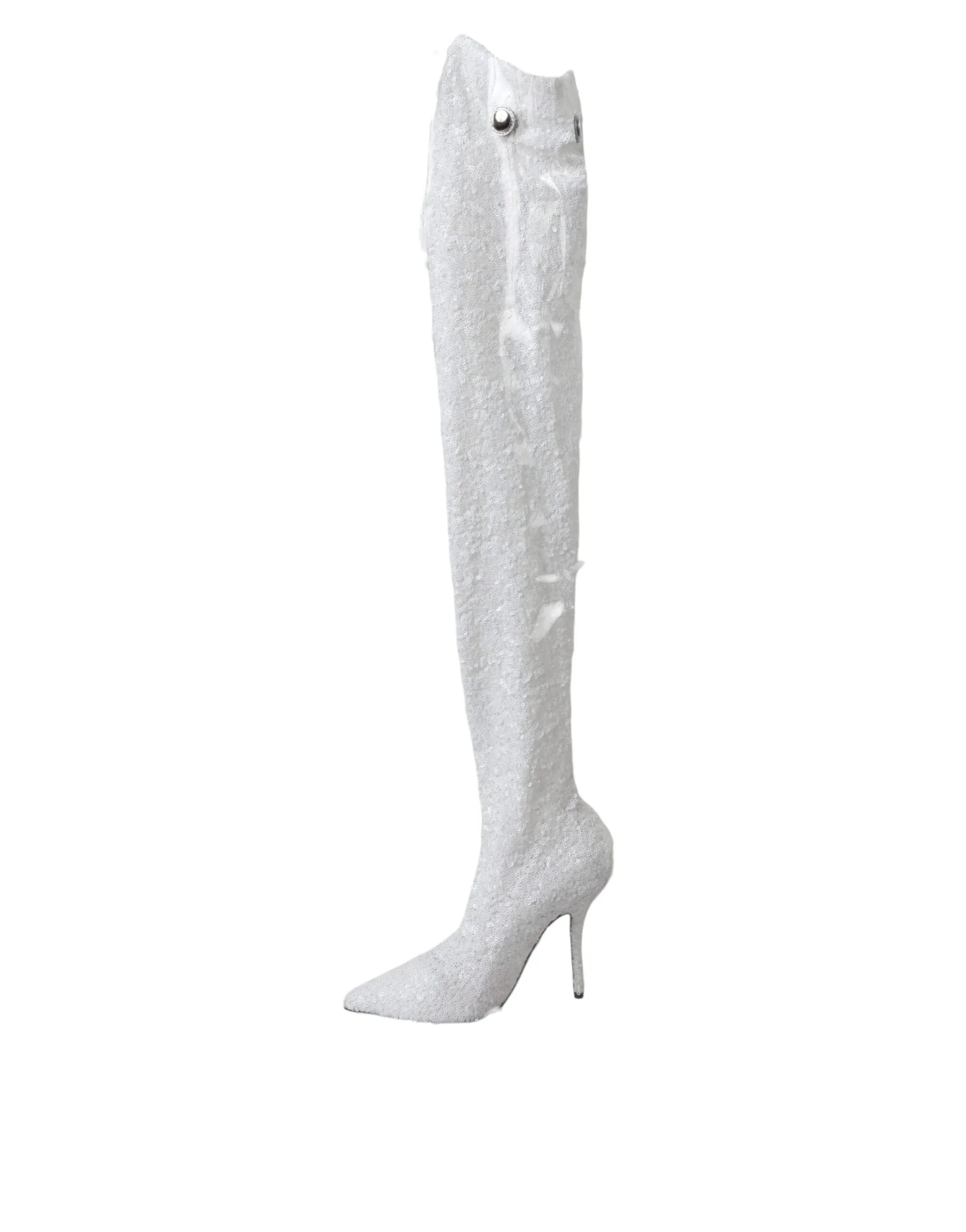 White Heels Stiletto Knee High Boots Shoes sold by Louxly product image thumbnail 5