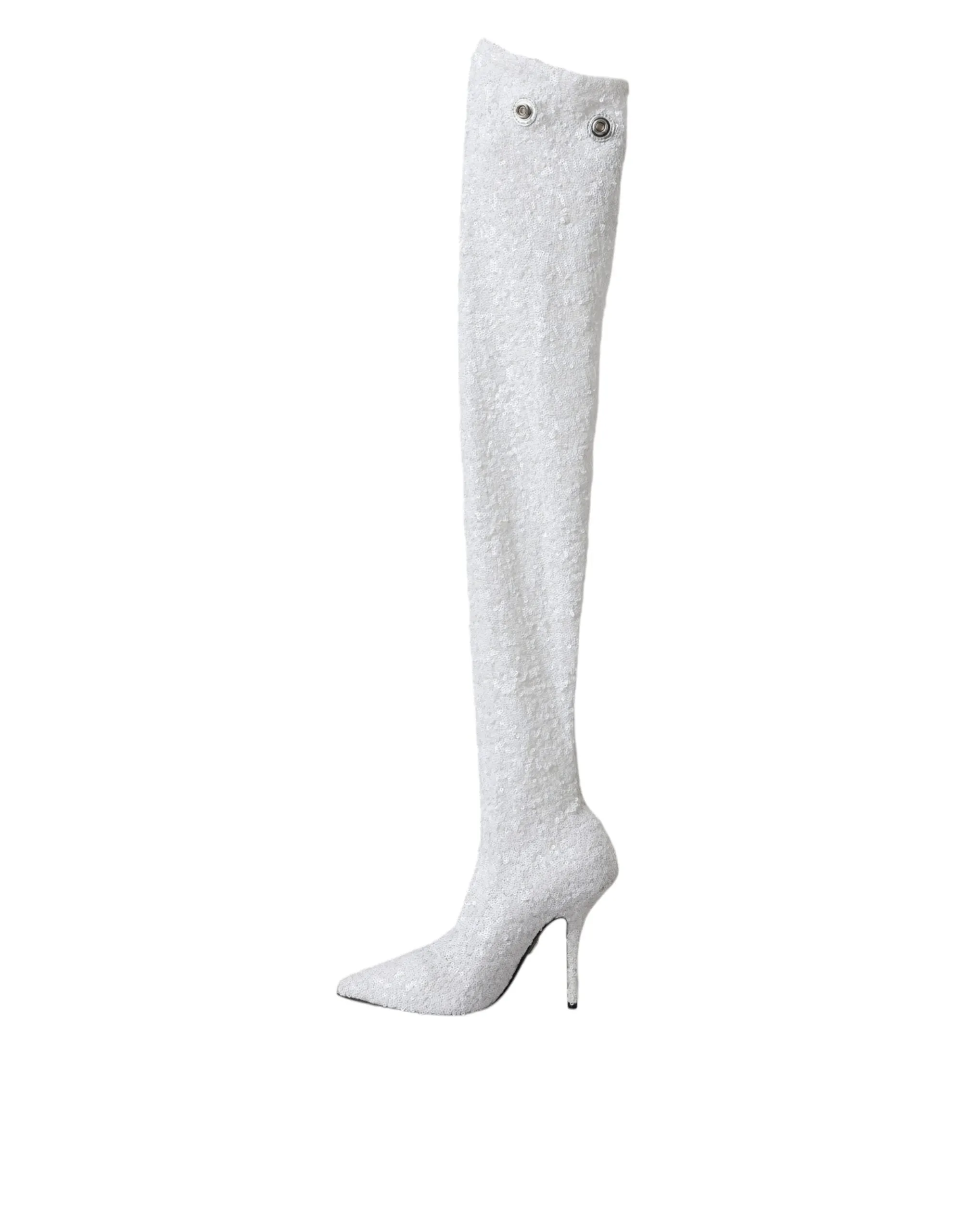 White Heels Stiletto Knee High Boots Shoes sold by Louxly product image thumbnail 4