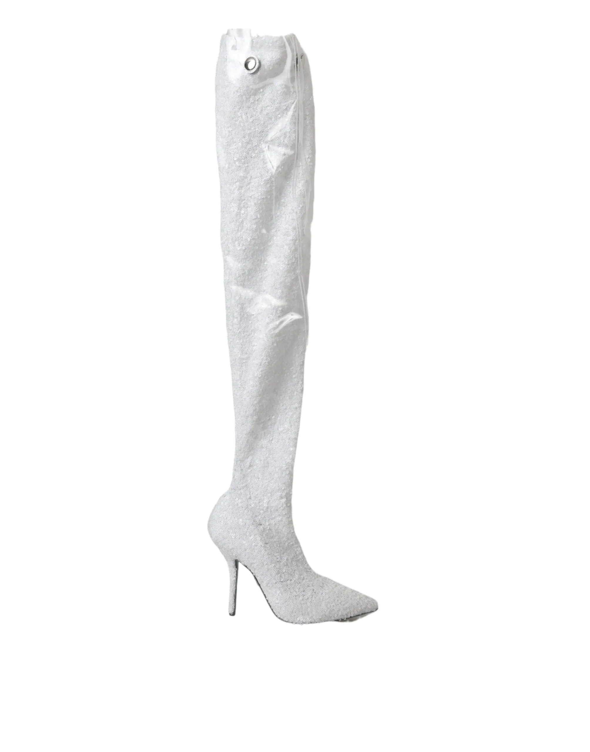 White Heels Stiletto Knee High Boots Shoes sold by Louxly