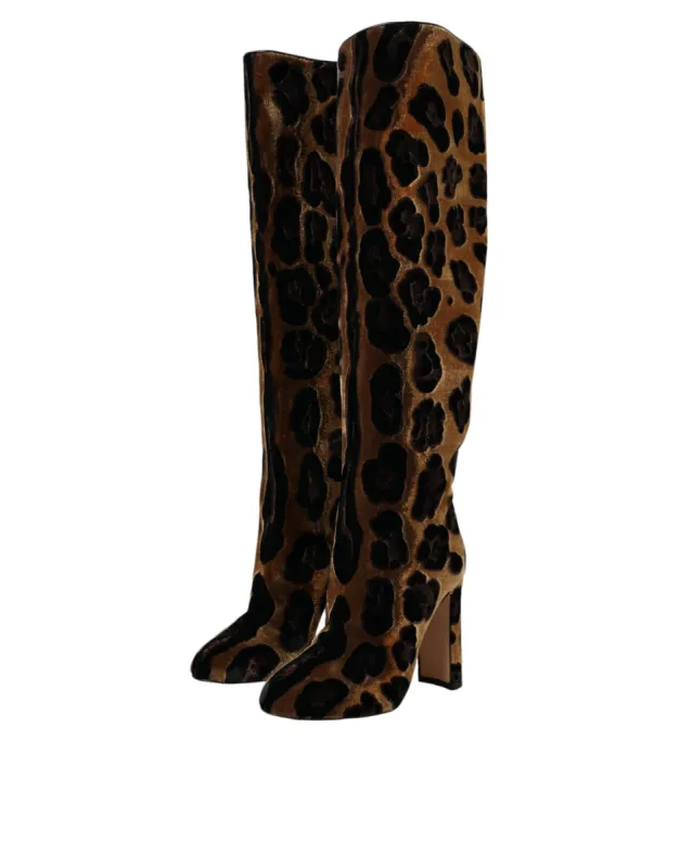 Brown Giraffe Velvet Leather Boots Shoes sold by Louxly
