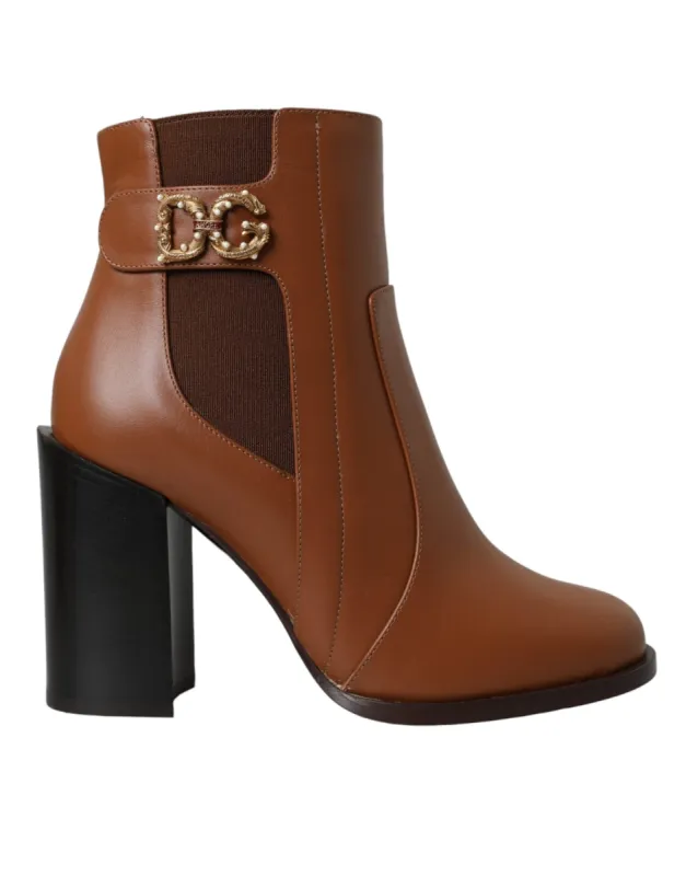 Brown Leather AMORE Heels Ankle Boots Shoes sold by Louxly