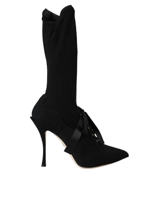 Black Stiletto Heels Mid Calf Boots Shoes sold by Louxly