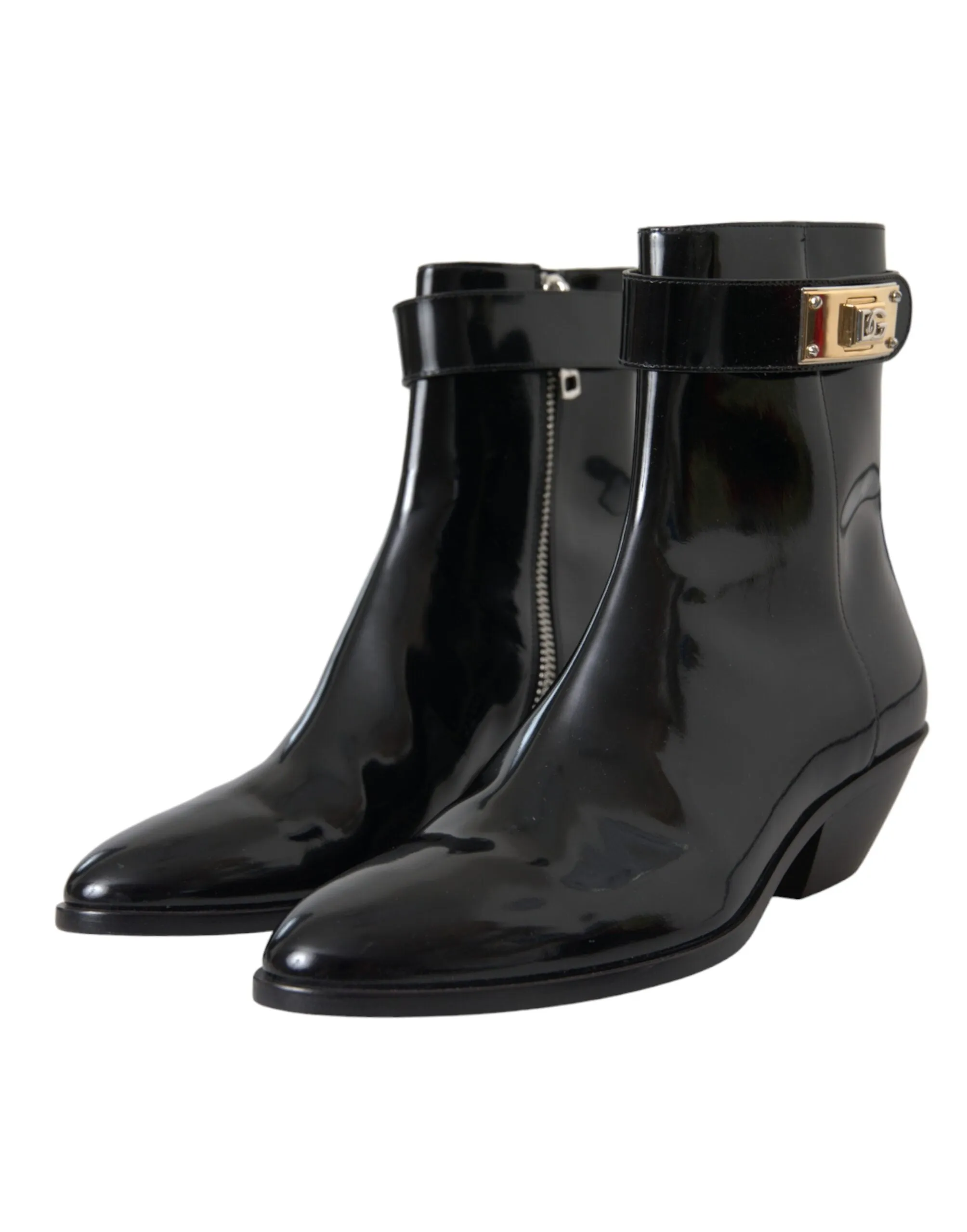 Black Logo Appliqué Leather Ankle Boots Shoes sold by Louxly product image thumbnail 3