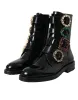 Black Leather Crystal Buckles Boots Shoes sold by Louxly