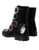 Black Leather Crystal Buckles Boots Shoes sold by Louxly