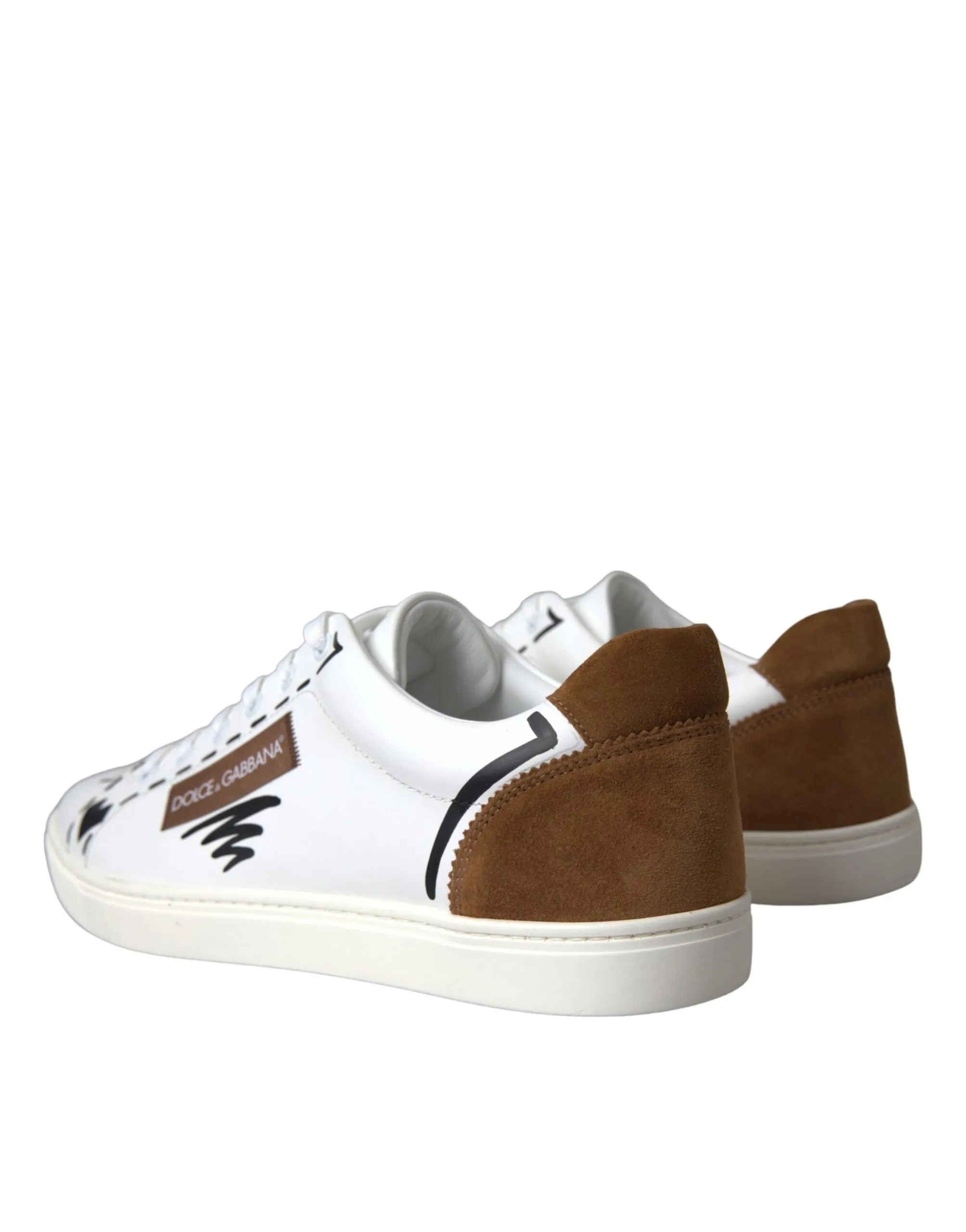 White Brown Leather Logo Low Top Sneakers Shoes sold by Louxly product image thumbnail 4