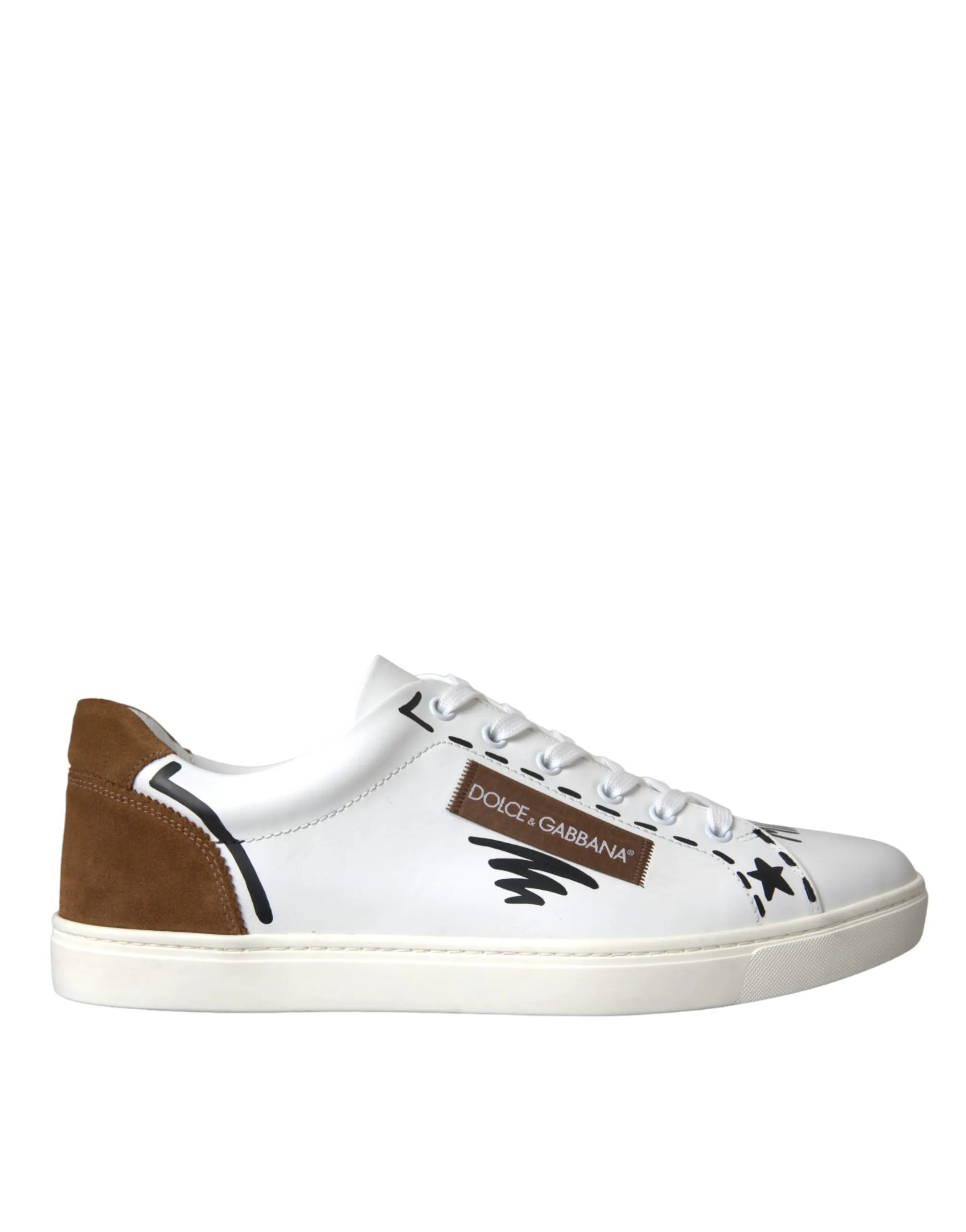 White Brown Leather Logo Low Top Sneakers Shoes sold by Louxly
