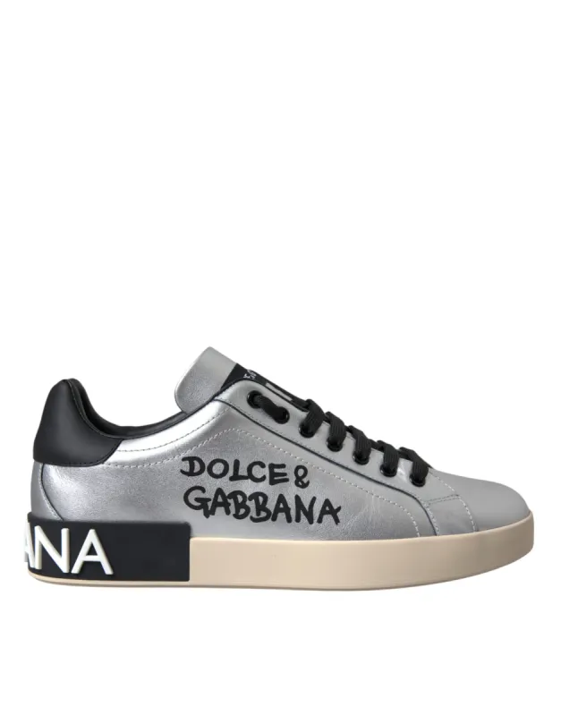 Silver Portofino Calf Leather Sneakers Men Shoes sold by Louxly