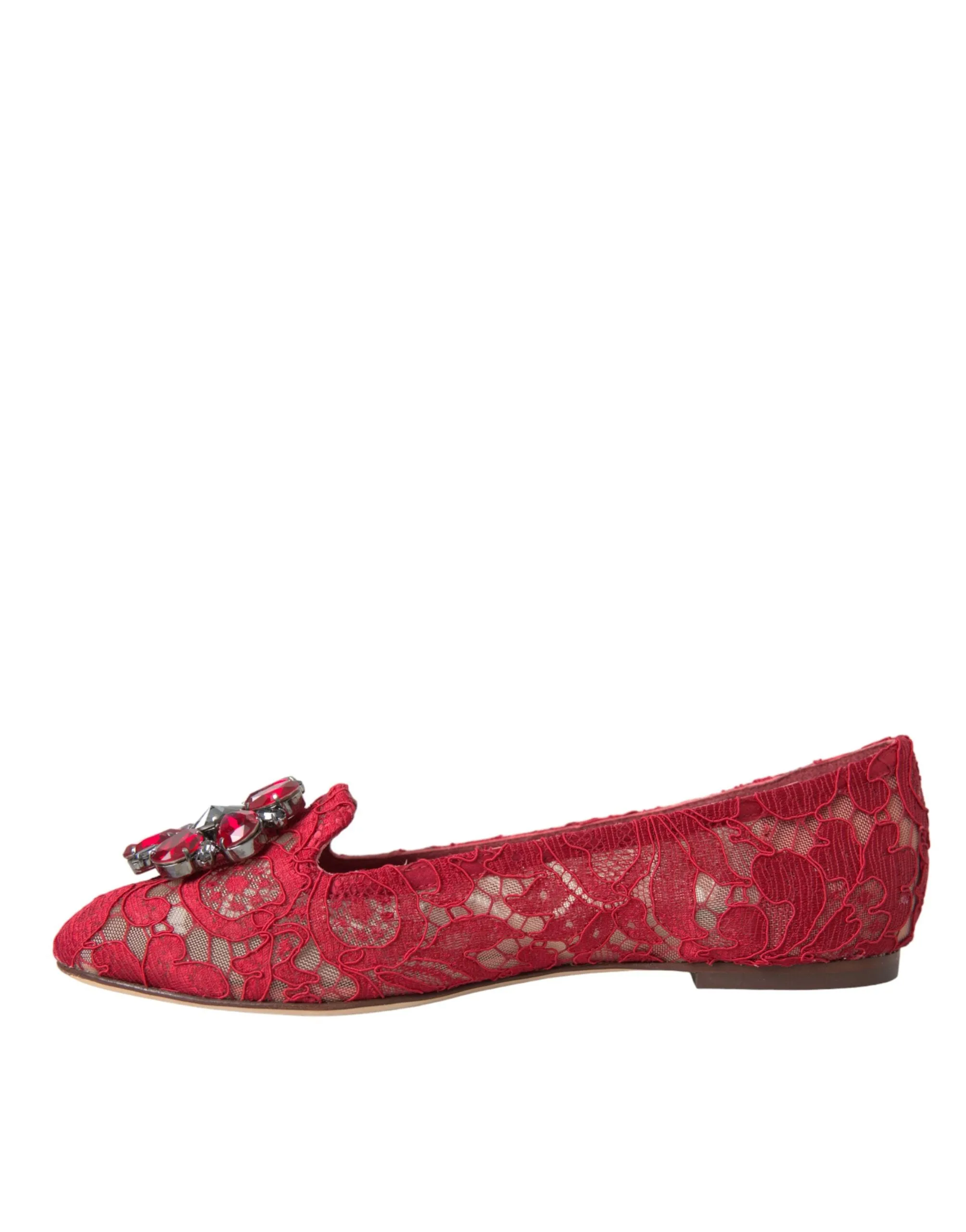 Red Lace Crystal Ballet Loafers Shoes sold by Louxly product image thumbnail 5