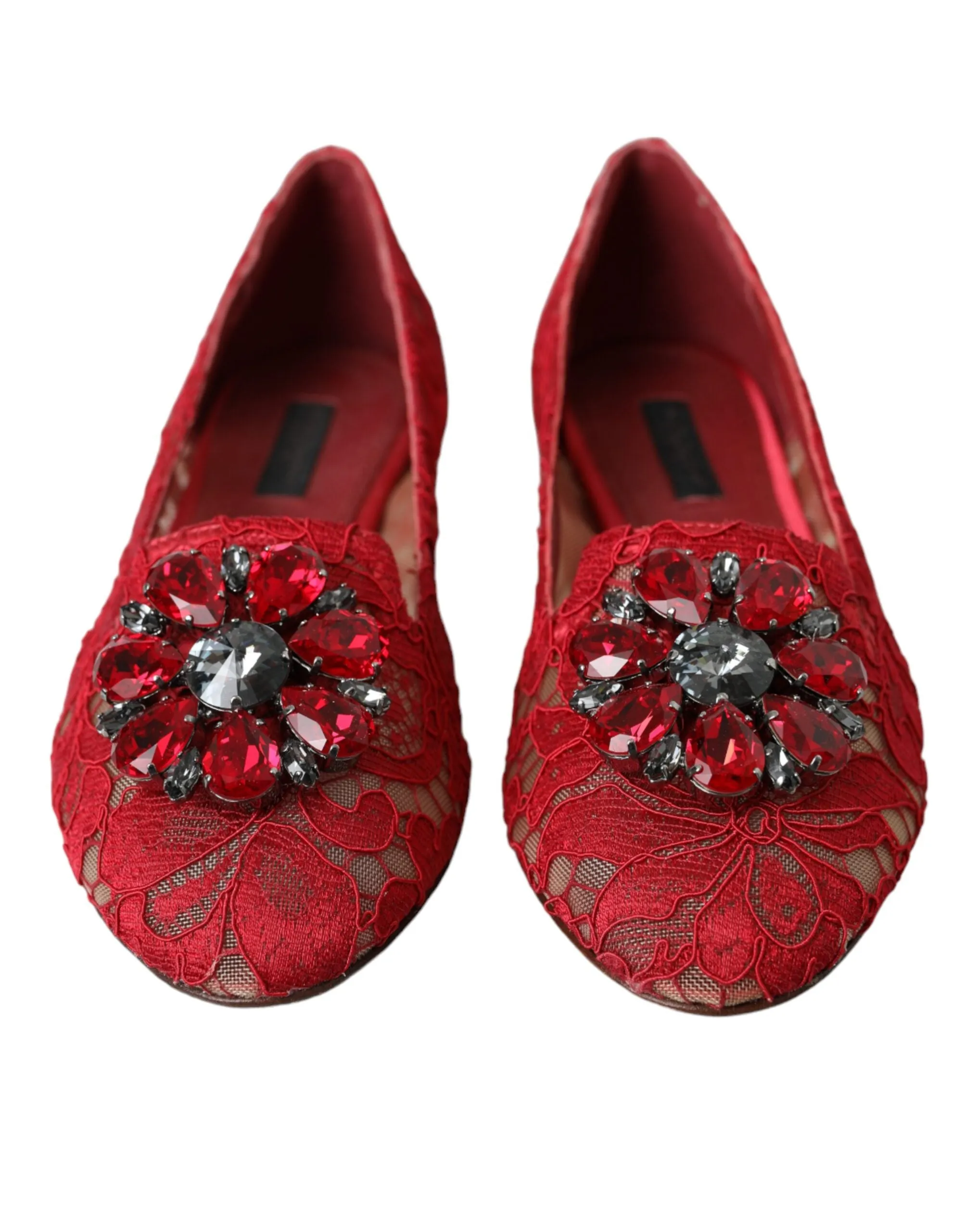 Red Lace Crystal Ballet Loafers Shoes sold by Louxly product image thumbnail 2