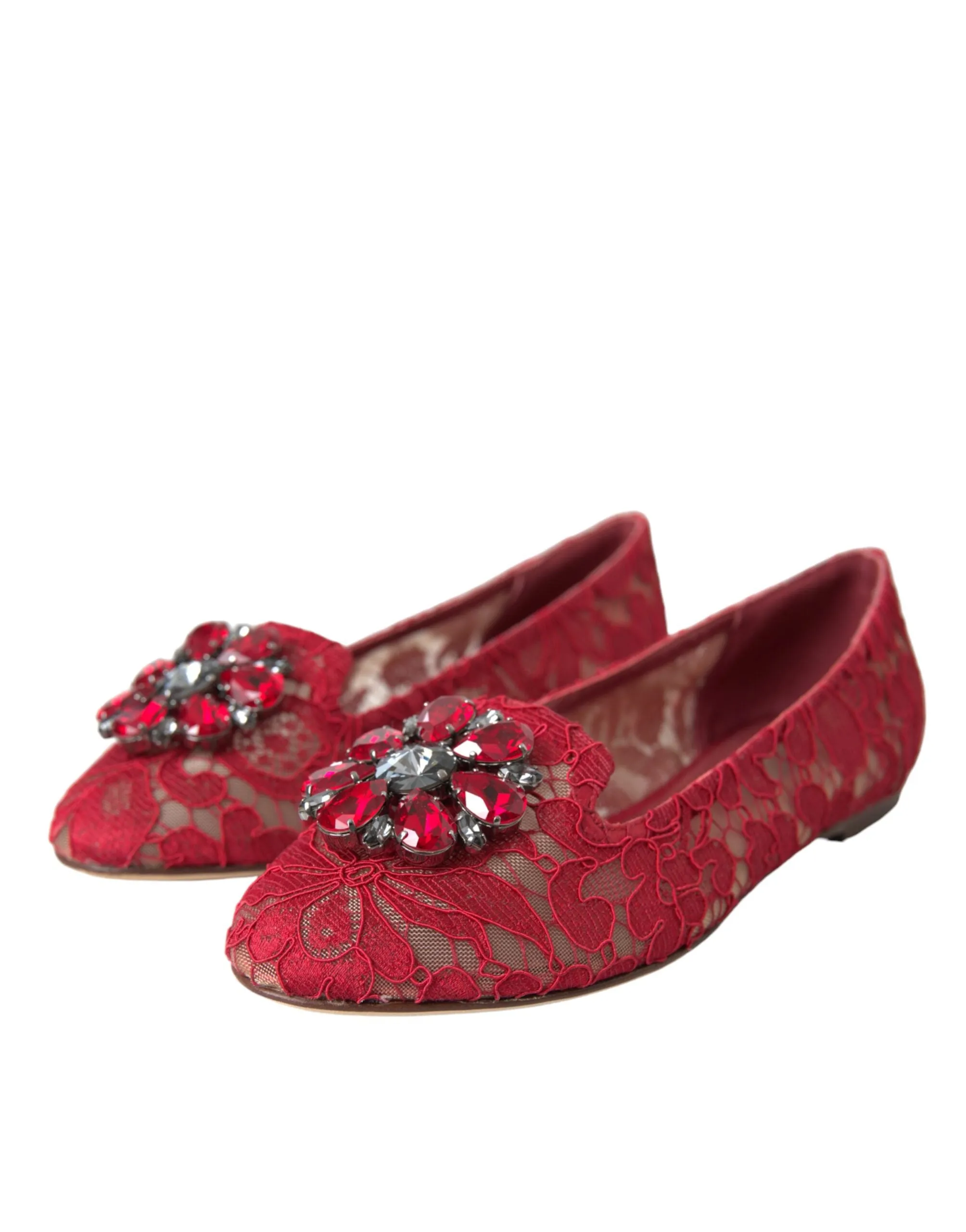 Red Lace Crystal Ballet Loafers Shoes sold by Louxly product image thumbnail 3