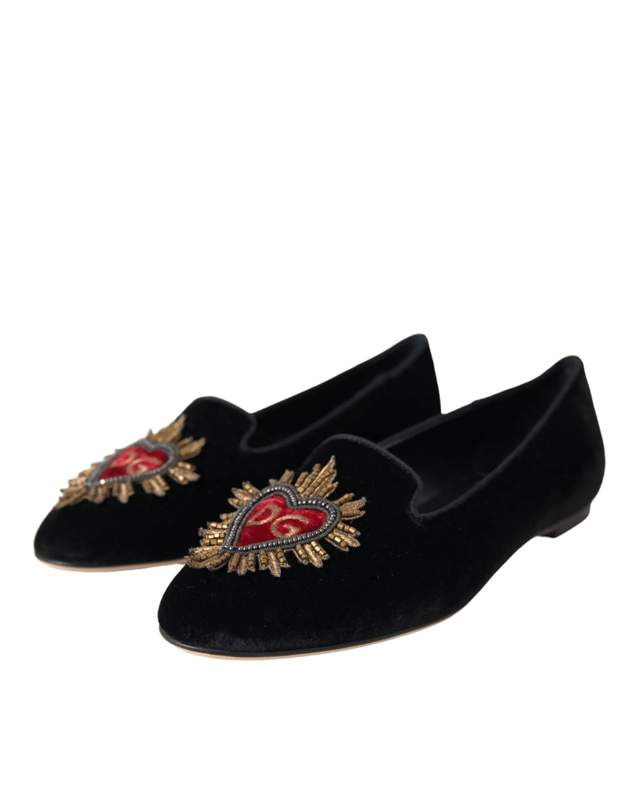 Black Velvet DG Heart Loafers Flats Shoes sold by Louxly product image thumbnail 3