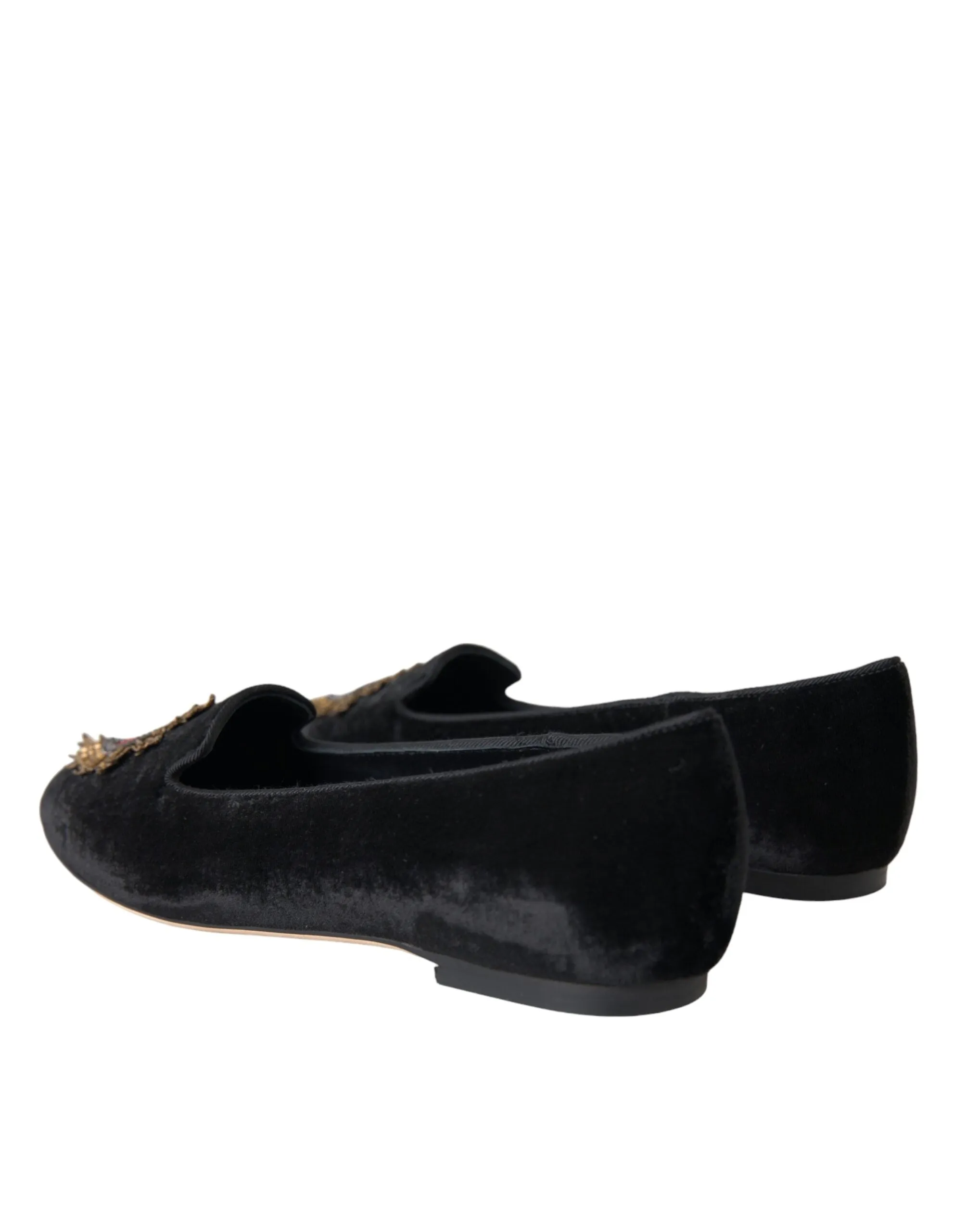 Black Velvet DG Heart Loafers Flats Shoes sold by Louxly product image thumbnail 4