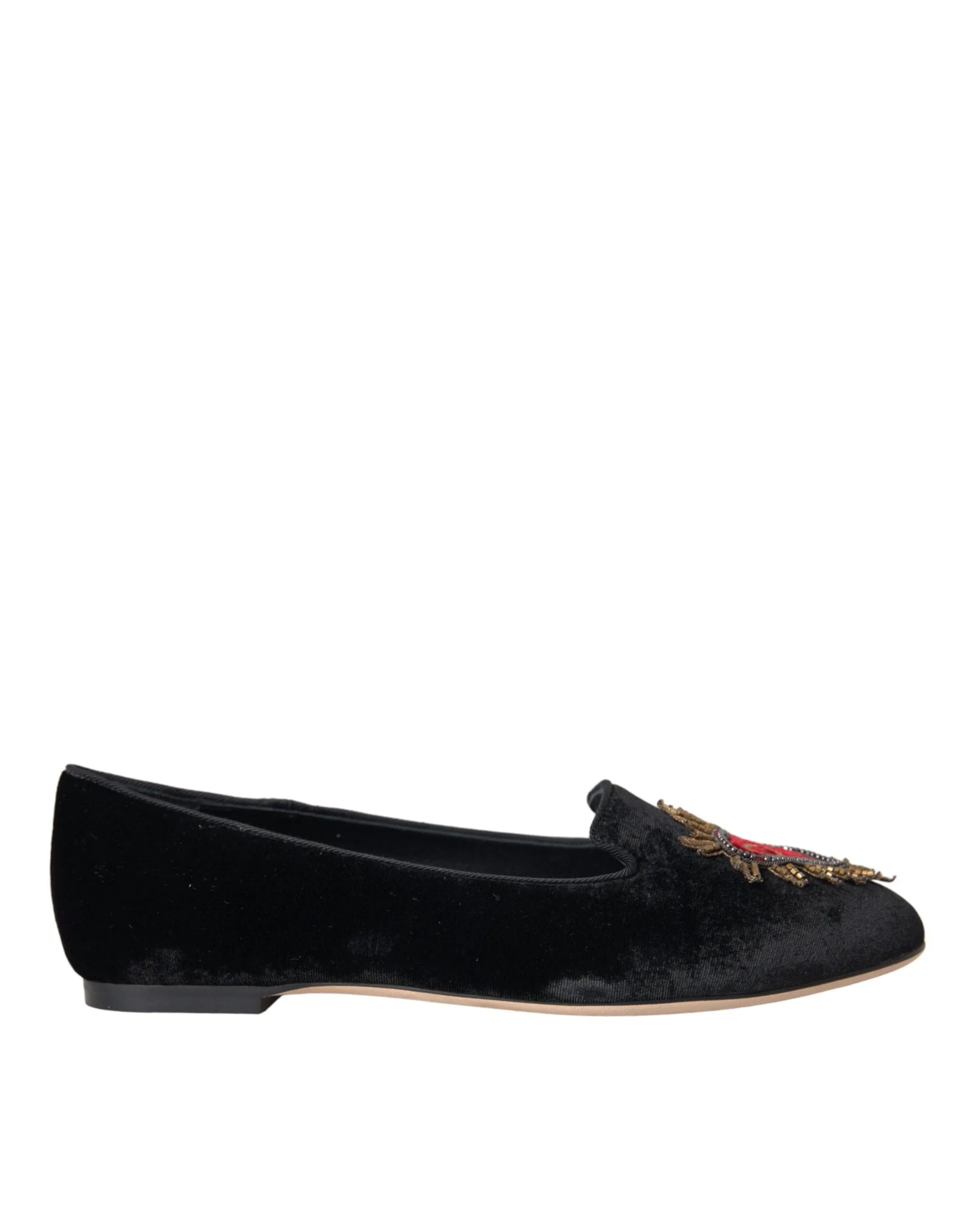Black Velvet DG Heart Loafers Flats Shoes sold by Louxly