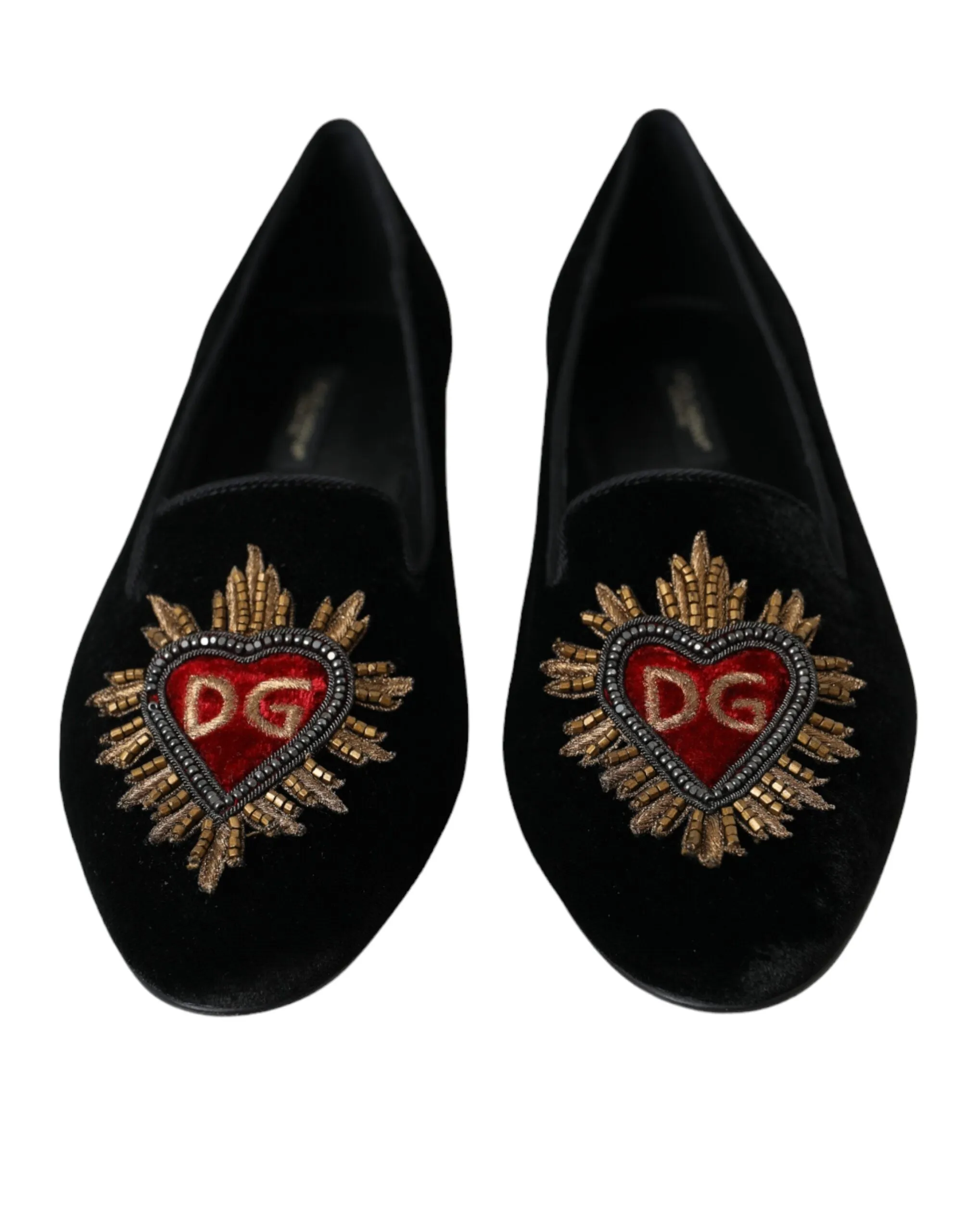 Black Velvet DG Heart Loafers Flats Shoes sold by Louxly product image thumbnail 2