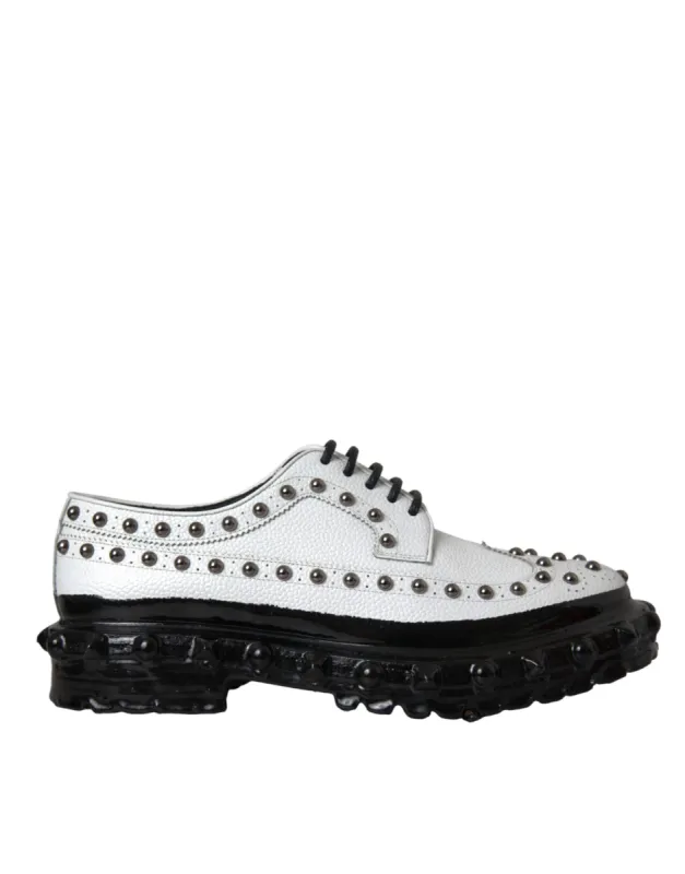 Black White Embellished Derby Formal Shoes sold by Louxly