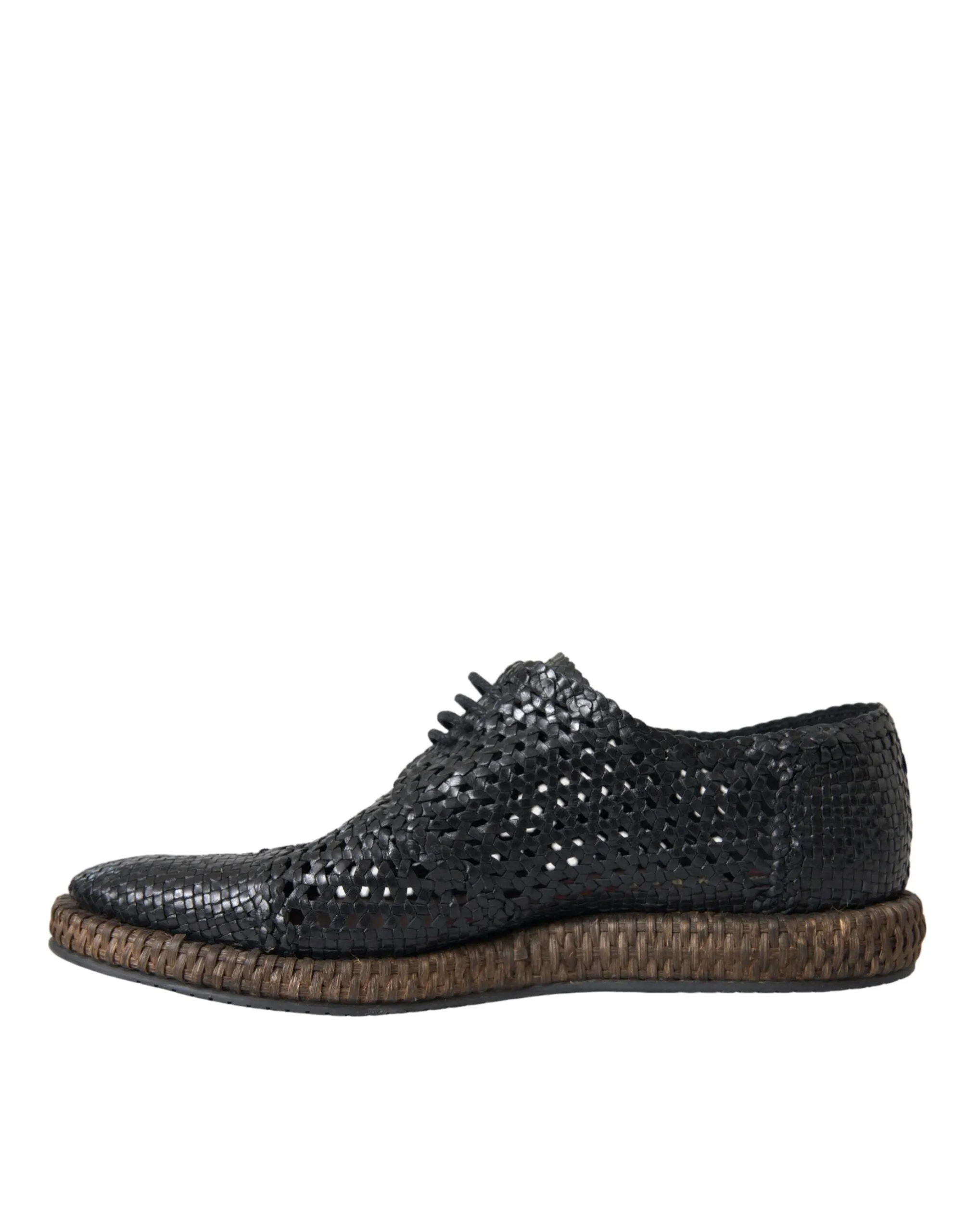 Black Woven Goat Leather Lace Up Derby Shoes sold by Louxly product image thumbnail 5