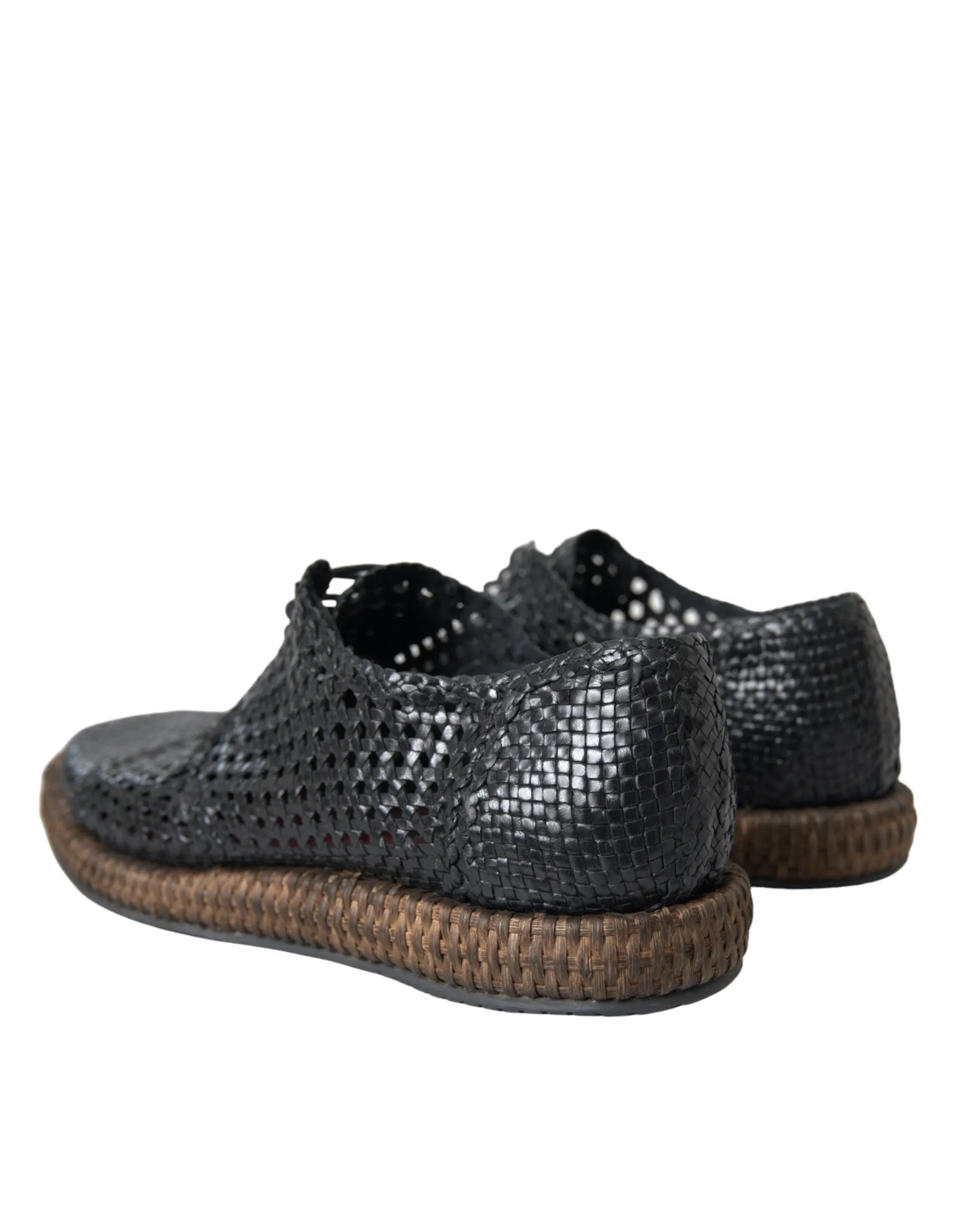 Black Woven Goat Leather Lace Up Derby Shoes sold by Louxly product image thumbnail 4