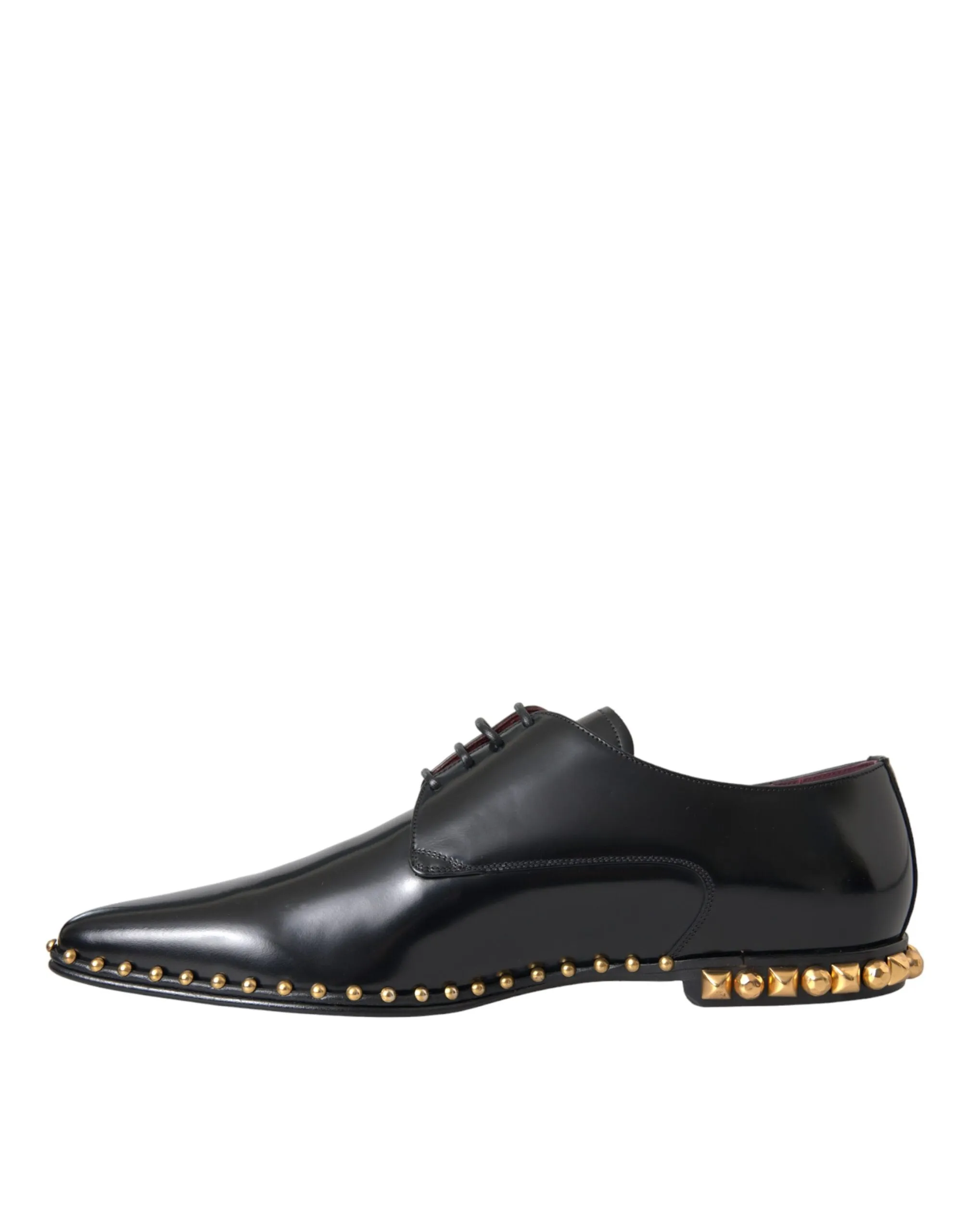 Black Leather Gold Studded Derby Dress Shoes sold by Louxly product image thumbnail 5