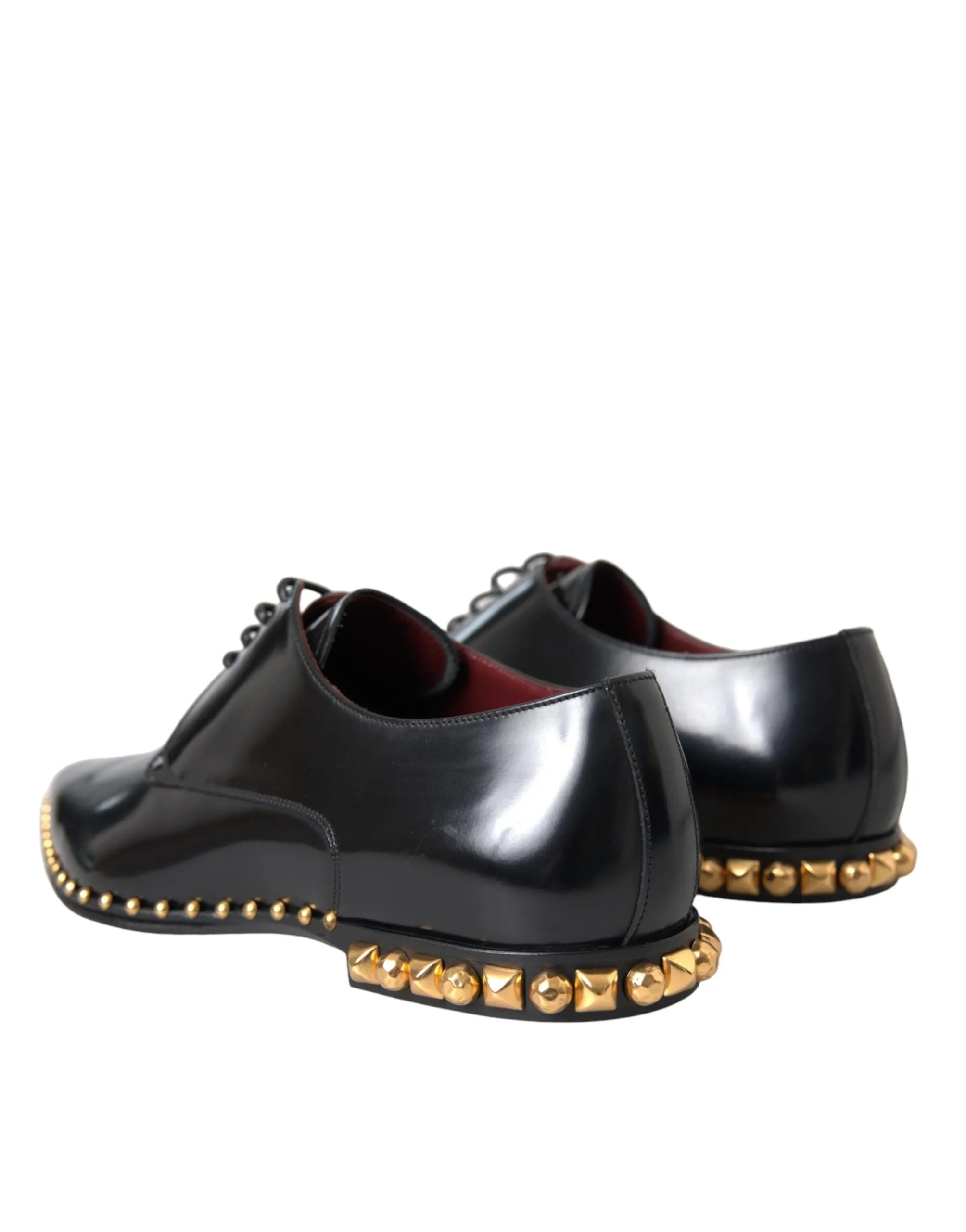 Black Leather Gold Studded Derby Dress Shoes sold by Louxly product image thumbnail 4