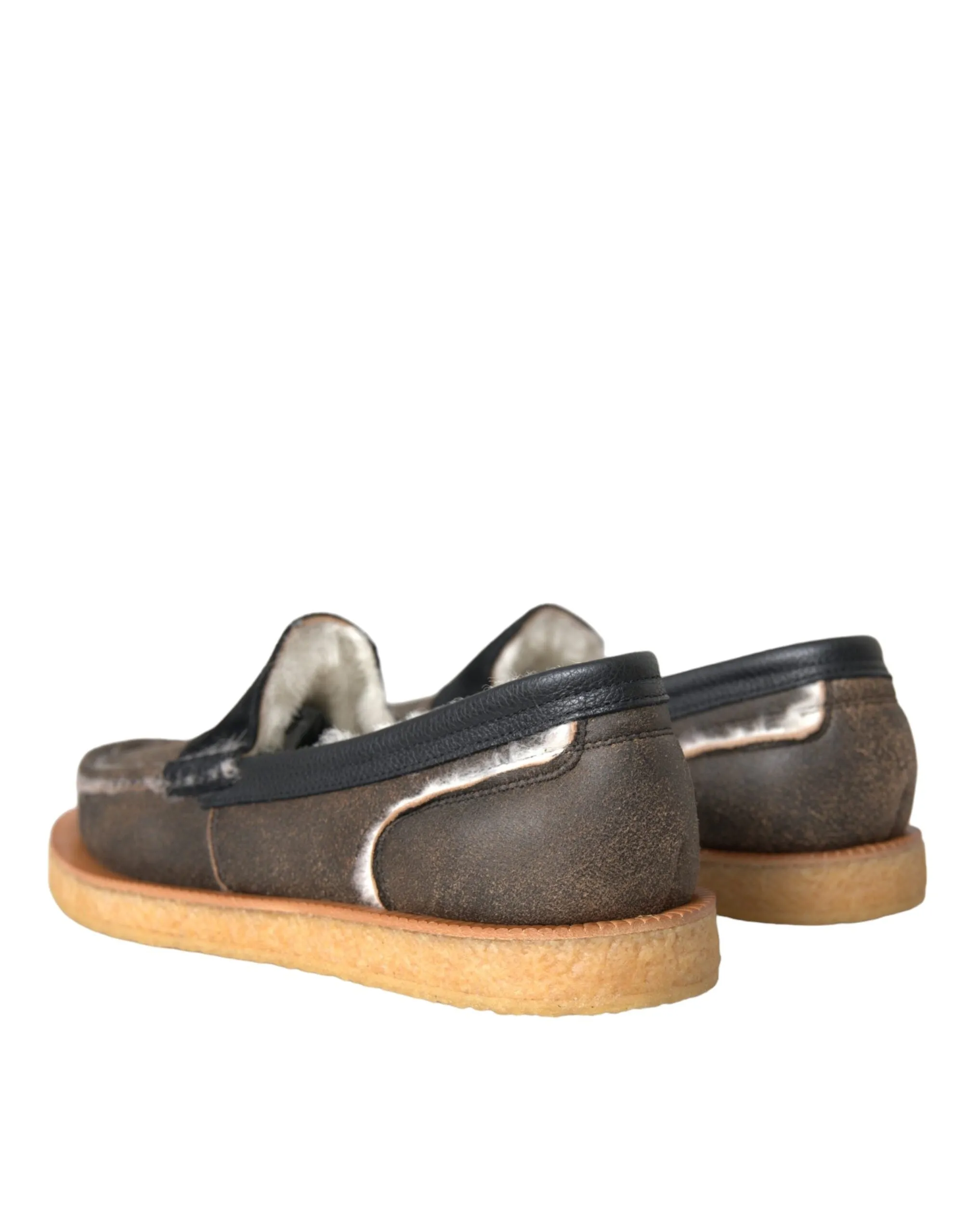 Brown Black Fur Leather Loafers Men Shoes sold by Louxly product image thumbnail 4