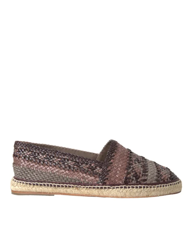 Brown Buffalo Leather Espadrille Flats Shoes sold by Louxly
