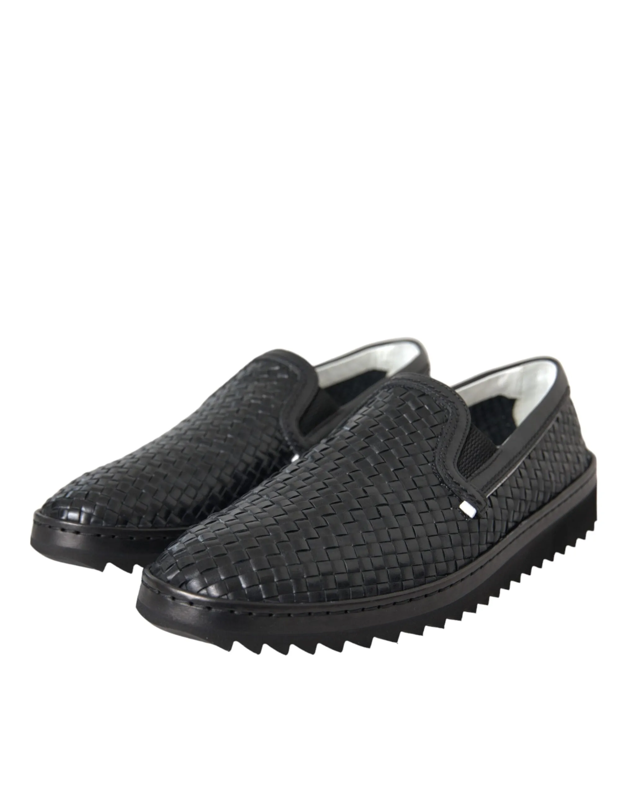 Black Woven Buffalo Leather Men Loafers Shoes sold by Louxly product image thumbnail 3