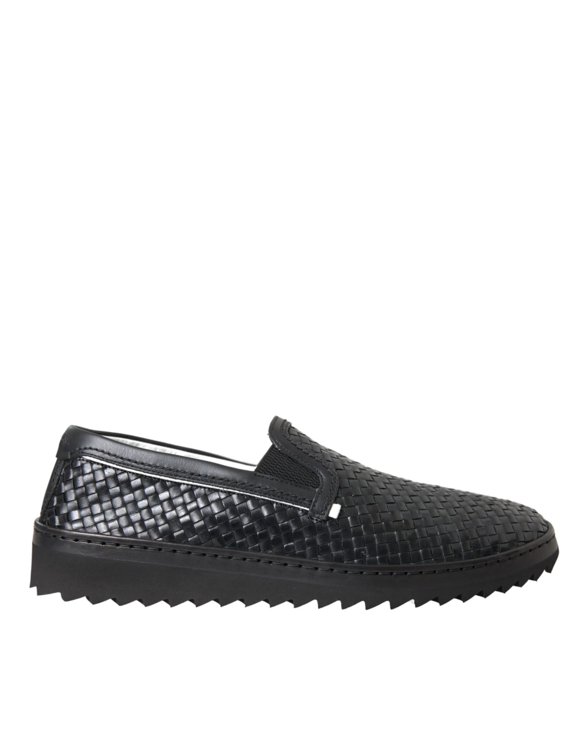 Black Woven Buffalo Leather Men Loafers Shoes sold by Louxly