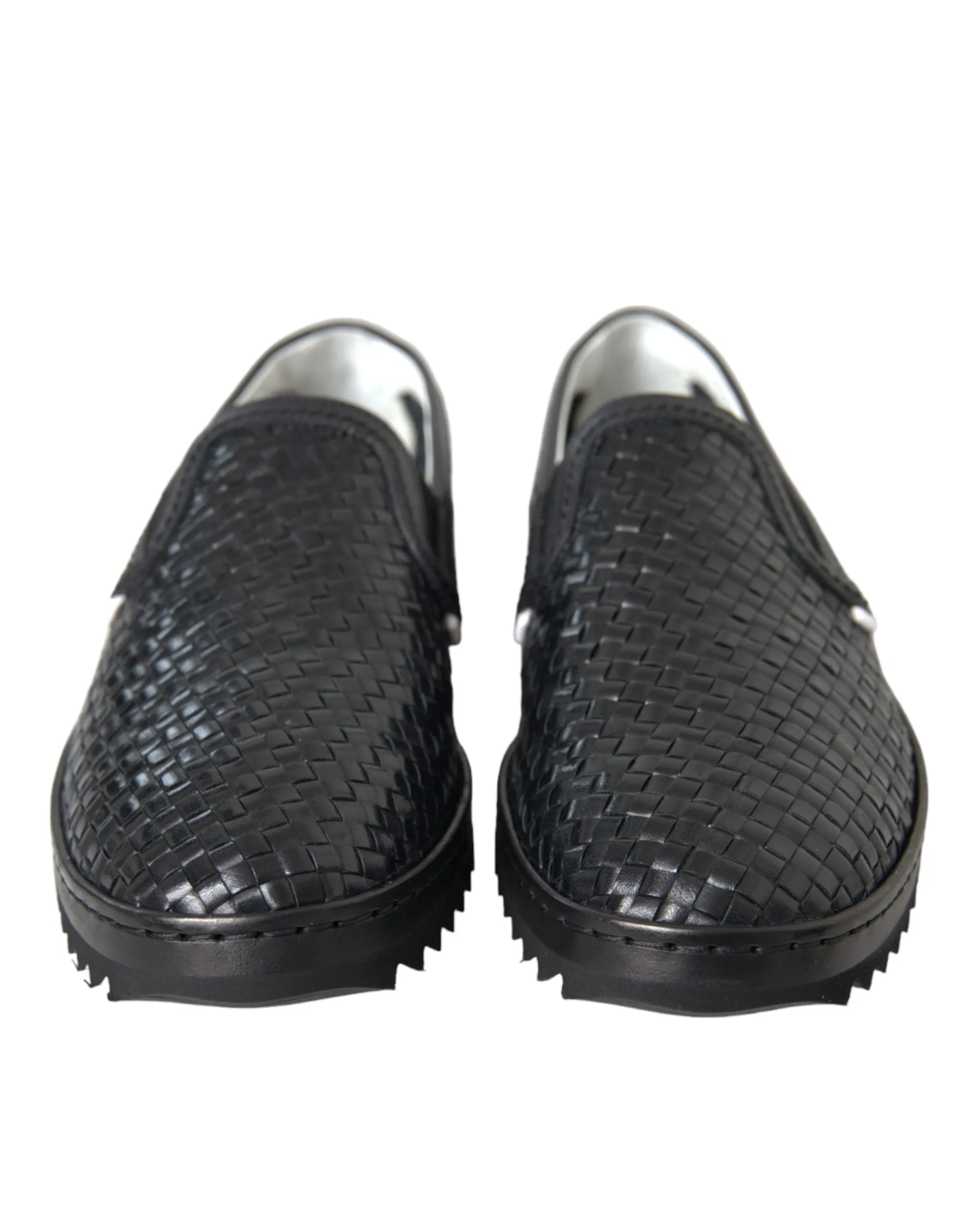 Black Woven Buffalo Leather Men Loafers Shoes sold by Louxly product image thumbnail 2