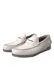 White Gray Leather Slip Mocassin Shoes Loafer sold by Louxly