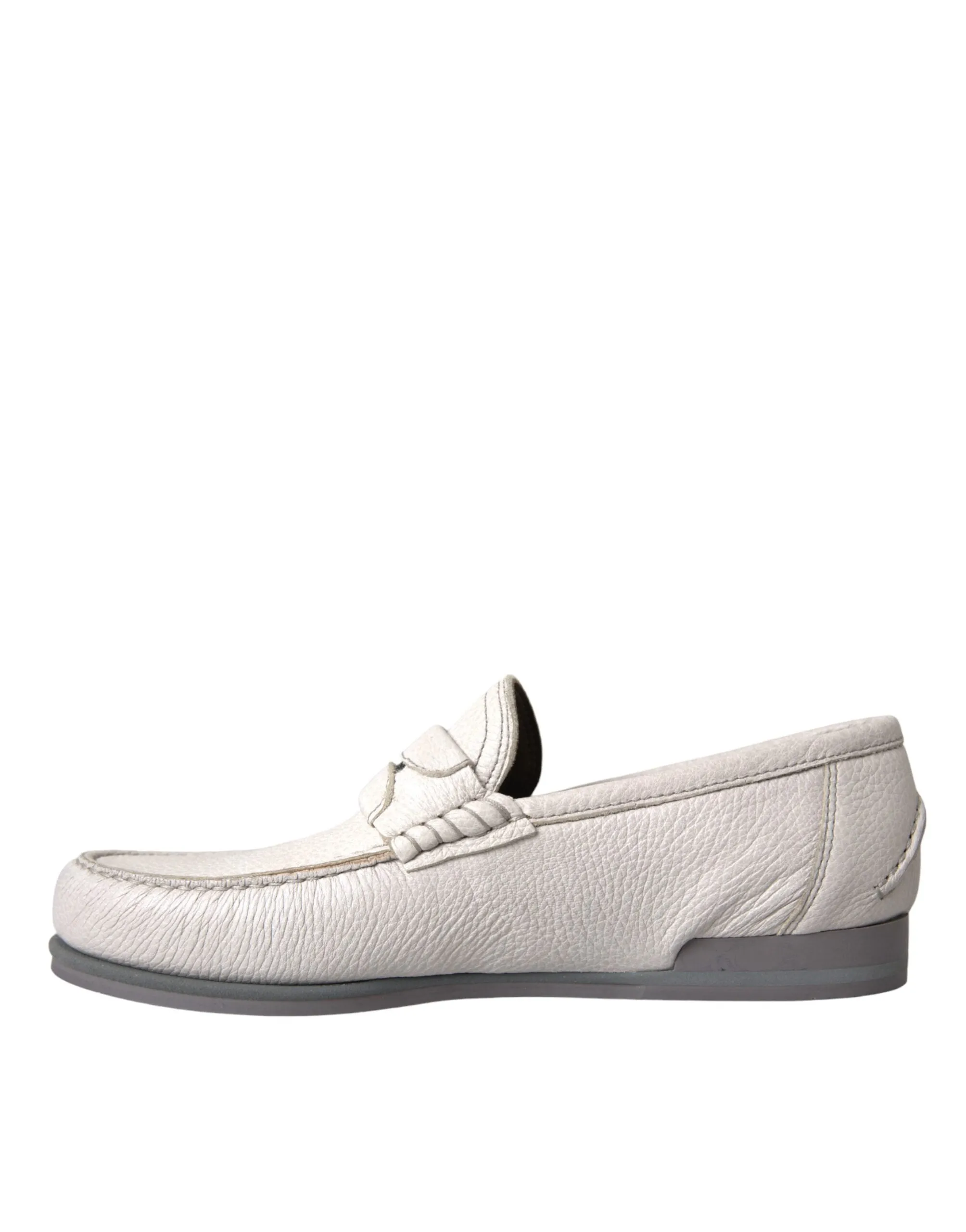 White Gray Leather Slip Mocassin Shoes Loafer sold by Louxly product image thumbnail 4