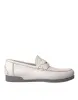 White Gray Leather Slip Mocassin Shoes Loafer sold by Louxly