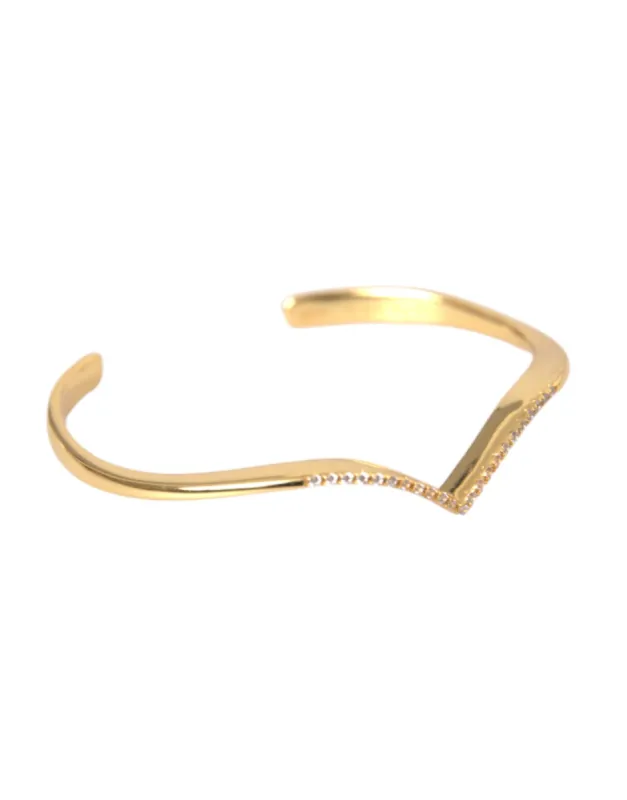 Arched Wing Cuff Skyfall Gold CZ 925 Bracelet sold by Louxly