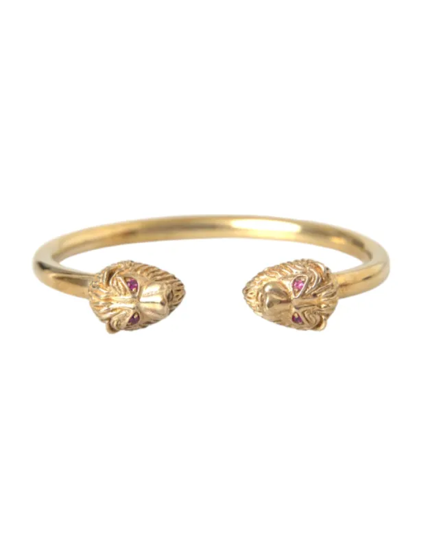 Gold CZ Lion Bangle Bracelet Women sold by Louxly
