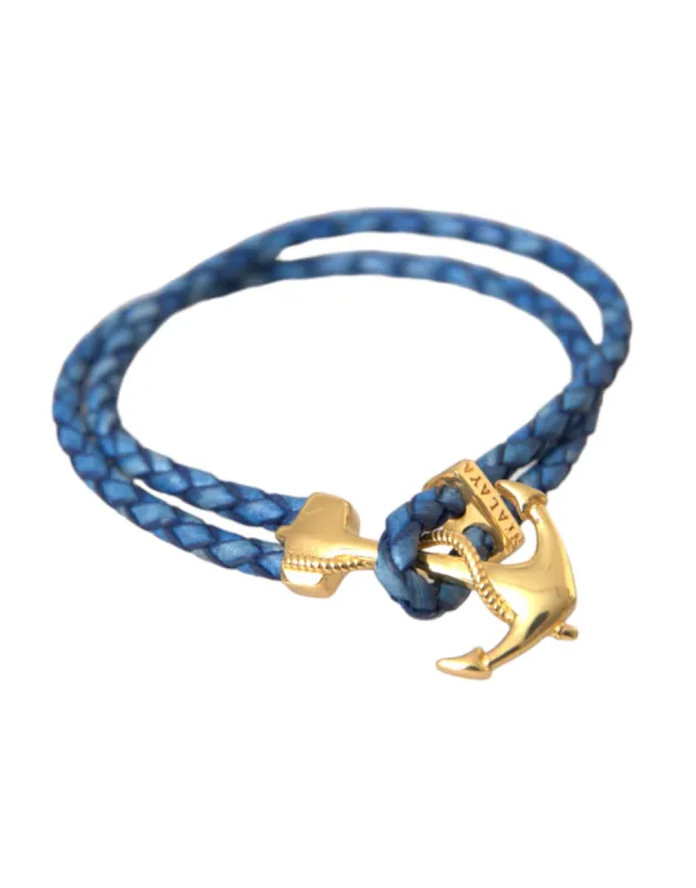 Blue Gold Anchor 925 Silver Charm Bracelet Mens sold by Louxly