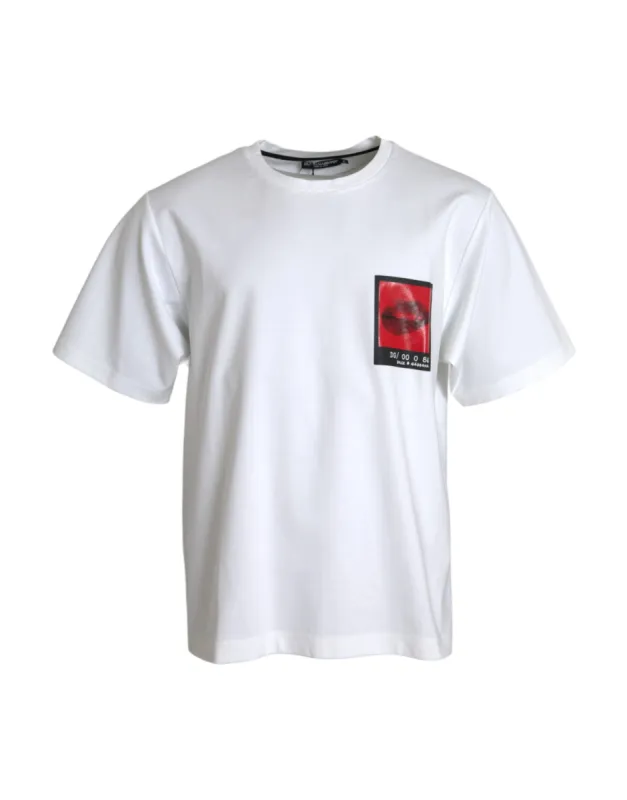 White Red Lips Print Cotton Men T-shirt sold by Louxly