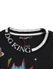 Black Cotton Graphic Print Crewneck T-shirt sold by Louxly