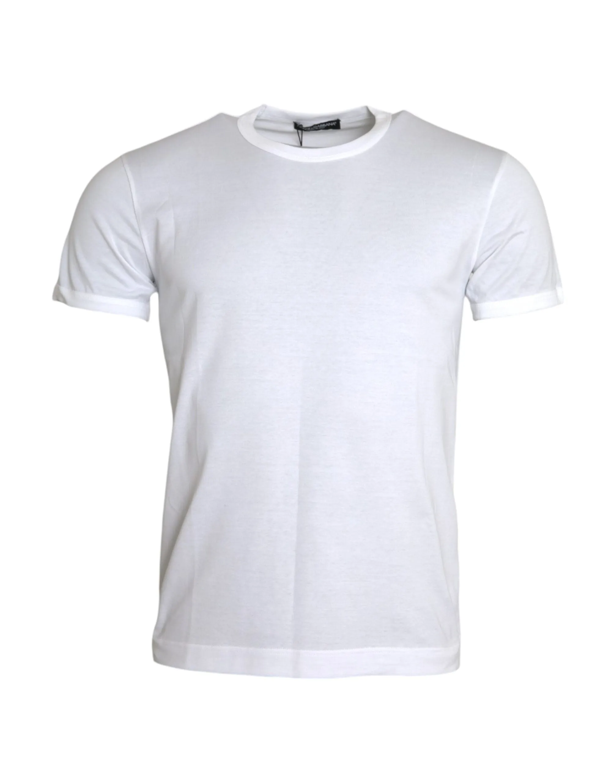 White Cotton Round Neck Short Sleeve T-shirt sold by Louxly