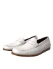 White Leather Slip On Mocassin Loafers Shoes sold by Louxly