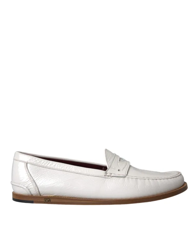 White Leather Slip On Mocassin Loafers Shoes sold by Louxly